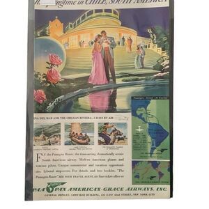 Vintage 1940 Pan American Grace Airways Springtime in Chile Ad Advertisement